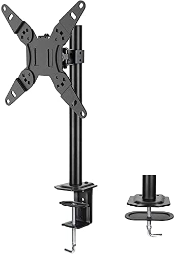 HUANUO Single Monitor Stand for 13 inch to 42 Inch Screen, Adjustable Height Freestanding VESA Steel Computer Monitor Mount Fits 75 x75mm 100 x 100mm 200 x 200mm