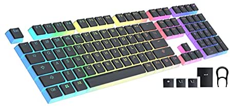 HUICCN 112 PBT Pudding Keycaps, DoubleShot, OEM Profile, for ANSI/ISO Mechanical Keyboard, Compatible with Cherry MX/Kailh/Outemu/Gateron/Optical Switch -Black