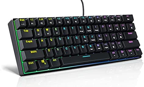 HUICCN GK8030 Mechanical Gaming Keyboard 60%– 61 Keys Multi RGB Lighting Backlight Wired Programmable for Windows/MAC/Linux/Smartphone (Optical Switches/Black)
