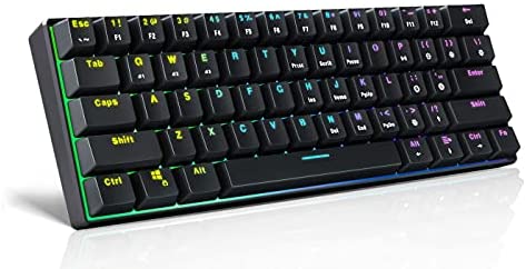 HUICCN Mechanical Gaming Bluetooth Keyboard 60% – 61 Keys Hot-Swappable Programmable Wireless Keyboard with RGB Backlit (Black Optical Switches)
