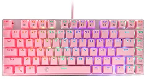 HUO JI E-Yooso Z-88 RGB Mechanical Gaming Keyboard, Brown Switches, 60% Compact 81 Keys Hot Swappable for Mac, PC, Cute Pink