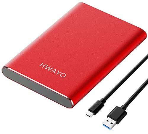 HWAYO 40GB Portable External Hard Drive, USB3.1 Gen 1 Type C Ultra Slim 2.5” HDD Storage Compatible for PC, Desktop, Laptop, Mac, Xbox One (Red)