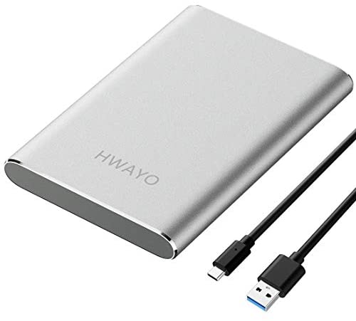 HWAYO 750GB Portable External Hard Drive, USB3.1 Gen 1 Type C Ultra Slim 2.5” HDD Storage Compatible for PC, Desktop, Laptop, Mac, Xbox One (Silver)