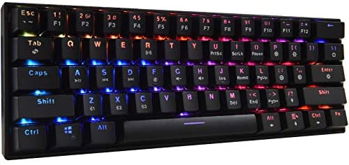HZGAMER Wireless 60% Mechanical Gaming Keyboard with RGB Backlit, 61 Keys Ultra-Compact Office Computer Keyboard for Multi-Device PC Laptop iPhone Android Mobile – Blue Switch