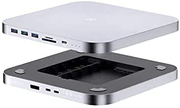 Hagibis USB-C Hub with Dual Hard Drive Enclosure, Type-C Docking Station for Mac Mini M1 with 2.5inch SATA, M.2 NVMe NGFF, 4K@60Hz DP1.4, USB 3.1 Gen2, 10Gbps USB-C, SD/Micro SD (MC25 Pro DP)