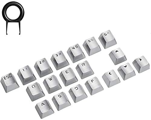 Hallsen Metal Keycaps Mechanical Gaming Keyboard Keycaps (WASD+1-6+DIR.+ESC) for FPS & MOBA, Custom 60% Keycaps Kit with Key Puller for Cherry Mx Switches Mechanical Keyboard (Silver)
