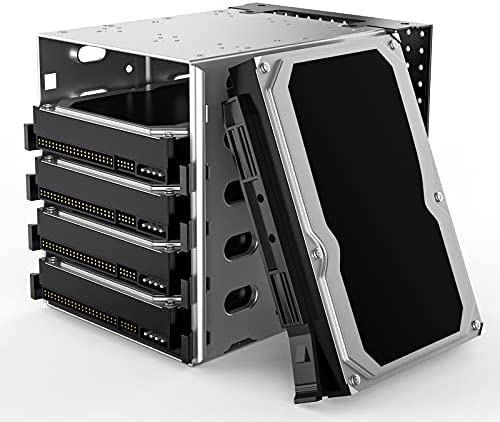 Hard Drive Cage, Stainless Steel Cage Hard Drive Tray Rack with Fan Space, Adapter Rack Bracket SATA 5.25″ to 5X 3.5 Rack PC Supplies for Computer SAS