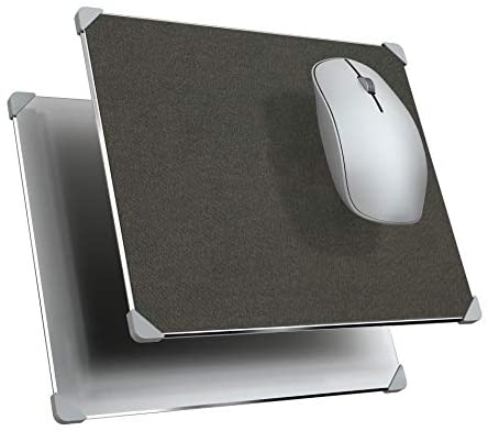Hard Mouse Pad,Metal Aluminum & Leather Mouse Pads,Double Side Non-Slip Rubber Corner Mouse Mat,Fast and Accurate Control Mouse Pad for Office and Gaming (Dark Gray)