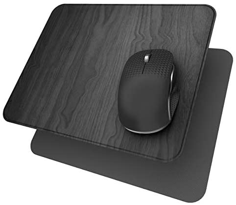 Hard Mouse Pad,Ultra Thin Wood-Textured PU Leather Mouse Mat,Waterproof Non-Slip Rubber Base Mousepad for Office/Home/Gaming (Grey)