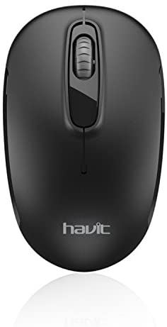 Havit 2.4G Wireless Mouse 2000DPI Optical Mini Portable Mobile with USB Receiver, 3 Adjustable DPI Levels, 4 Buttons for Notebook, PC, Laptop, Computer, MacBook (Matte Black)