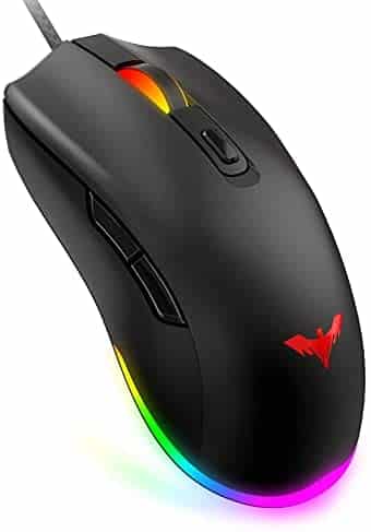 Havit RGB Gaming Mouse Wired PC Gaming Mice with 7 Color Backlight, 6 Buttons, Up to 6400 D P I Computer USB Mouses for Desktop Laptop Gamer & Work