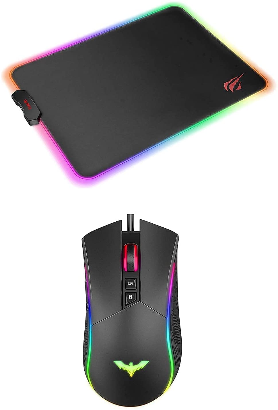 Havit RGB Gaming Mouse Wired Programmable Ergonomic USB Mice & RGB Gaming Mouse Pad Combo