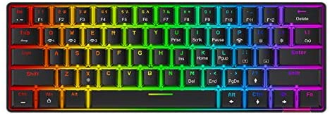Havit Wireless 60% Mechanical Keyboard 61 Keys Rainbow Backlit Gaming Keyboard Bluetooth 5.0/Type-C Wired Programmable Computer Keyboard with Red Switch for Multi-Devices PC Mac Laptop (Black)