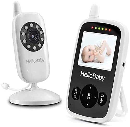 HelloBaby Video Baby Monitor with Camera and Audio – Infrared Night Vision | Two-Way Talk | Room Temperature | Lullabies | Long Range and High Capacity Battery