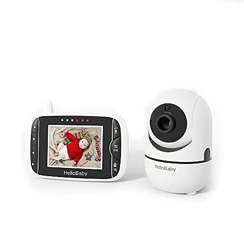 Hellobaby Video Baby Monitor with Remote Pan-Tilt-Zoom Camera,3.2” LCD Screen,Night Vision, VOX, Two Way Audio, HB65black