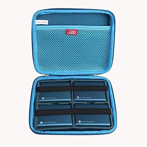 Hermitshell Hard Travel Case for Samsung T5 Portable SSD 250GB 500GB 1TB 2TB USB 3.1 External Solid State Drive (Case for 4 Hard Drives, Dark Blue)