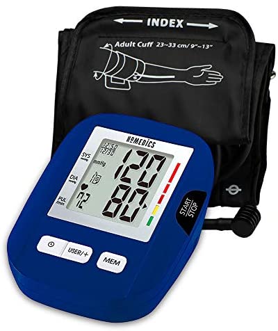 HoMedics Upper Arm Blood Pressure Monitor, Automatic BP Monitor with Easy One-Touch Operation, Stores up to 120 Readings (60 Per User), Standard Sized Blood Pressure Cuff and Storage Bag Included