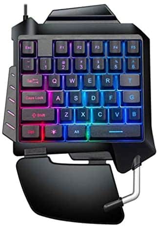 Huluda Mechanical One-Hand Gaming Keyboard Portable LED Backlight Mini Gaming Keyboard