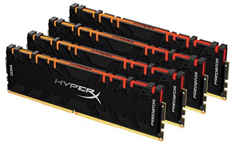 HyperX Predator DDR4 RGB 64GB Kit (4 x 16GB) 3200MHz CL16 DIMM XMP RAM Memory/Infrared Sync Technology- Black (HX432C16PB3AK4/64)