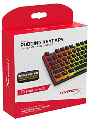 HyperX Pudding Keycaps – Double Shot PBT Keycap Set with Translucent Layer, for Mechanical Keyboards, Full 104 Key Set, OEM Profile, English (US) Layout – Black