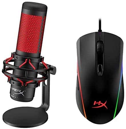 HyperX QuadCast – USB Condenser Gaming Microphone and HyperX Pulsefire Surge – RGB Wired Optical Gaming Mouse