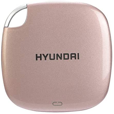 Hyundai 512GB Ultra Portable Data Storage Fast External SSD Rose Gold, PC/MAC/Mobile- USB-C/USB-A, Dual Cable Included HTESD500RG