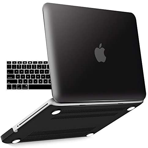 IBENZER MacBook Pro 13 Inch case A1278 Release 2012-2008, Plastic Hard Shell Case with Keyboard Cover for Apple Old Version Mac Pro 13 with CD-ROM, Black, P13BK+ 1