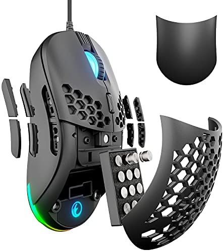 IFYOO G31 Lightweight USB Wired Gaming Mouse, with Adjustable Weight, Double Side Buttons, Max 10,000 DPI, RGB Backlit and 8 Programmable Buttons, for PC Laptop Computer Windows 10/8/7/XP, PMW3325