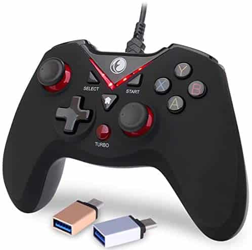 IFYOO V-one Wired USB Gaming Controller Gamepad Joystick for PC Laptop Computer (Windows XP/7/8/10) & Steam & Android & PS3 – [Red,OTG]