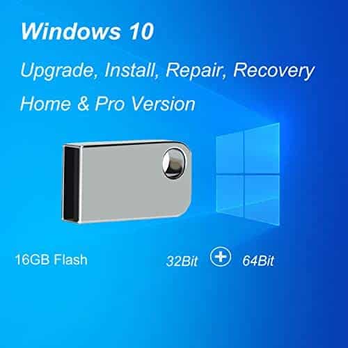 ILamourCar USB Compatible with Windows 10 Home&Professional 32&64 Bit, Recovery Repair Reinstall Clean Reboot Restore Fix Update Bootable 16GB Flash Drive for Desktop&Laptop Mini Size -Silver