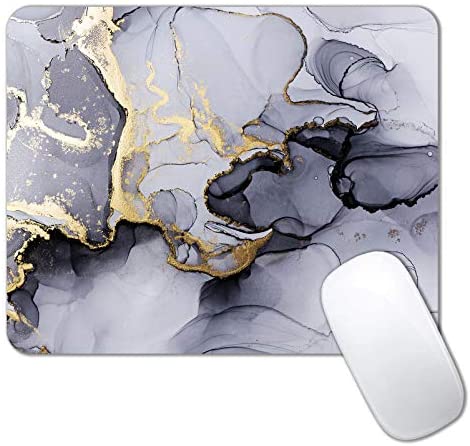 IMAYONDIA Gray Gold Black Marble Mouse Pad, Gaming Mouse Mat with Custom Design, Non-Slip Rubber Base Mousepad, Waterproof Office Mouse Pads,Desktop White Ink Marble9.5 x 7.9 Inch