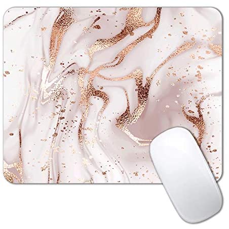 IMAYONDIA Mouse Pad, Rose Gold Marble Mouse Pad, Custom Gaming Mouse Pads with Designs, Modern Marbling Mousepad, Portable Office Non-Slip Rubber Base Wireless Mouse Pad for Laptop Mat
