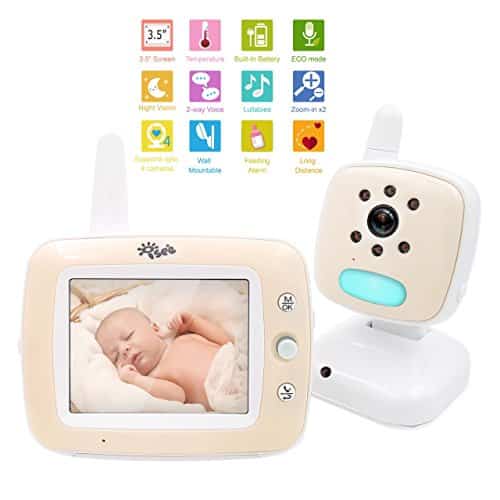 ISEE Baby Monitor with Camera and Audio, Long Range Baby Monitor no WiFi, 3.5″ HD Color Display Travel Baby Camera, Baby Cam Temperature Monitoring, Night Vision, 960ft Range Two Way Lullabies