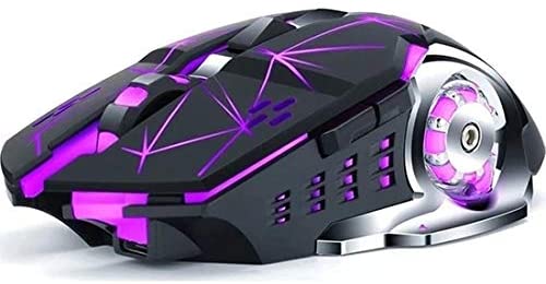 ISMMIK Q3 Wireless Gaming Mouse, Rechargeable USB Mouse with 6 Buttons 7 Changeable LED Color Ergonomic Programmable MMO RPG for PC Computer Laptop Gaming Players