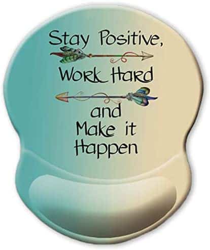 ITNRSIIET Ergonomic Mouse Pad with Gel Wrist Rest Support, Stay Positive Work Hard and Make It Happen Arrow Print Inspirational Quote Mouse Pad, Non-Slip PU Base for Computer, Laptop, Home, Office