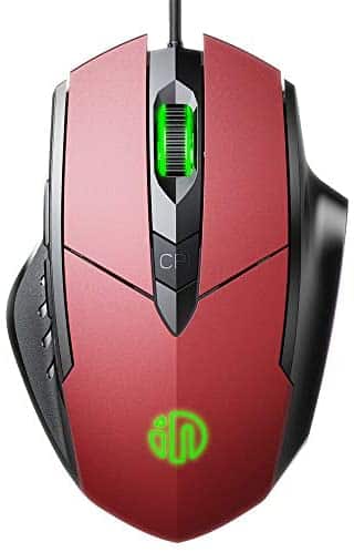 Inphic Gaming Mouse 6 Button Ergonomic Wired USB Computer Mouse Gamer Mice Silent Mause 4000DPI Optical Mouse for PC Laptop-Red