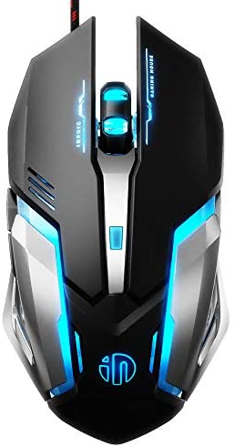 Inphic Gaming Mouse Wired, Ergonomic Game USB Computer Mice RGB Gamer Desktop Laptop PC Gaming Mouse, 7 Programmable Buttons for Windows 7/8/10/XP Vista Linux