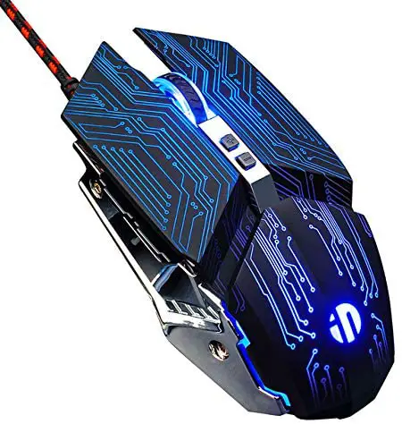 Inpic Wired Gaming Mouse Ergonomic Mouse RGB 6000 DPI Spectrum Backlit Ergonomic Macro Programming Mouse for PC Gamers Office Desktop Laptop 4 Colors LED (The Jedi Code)