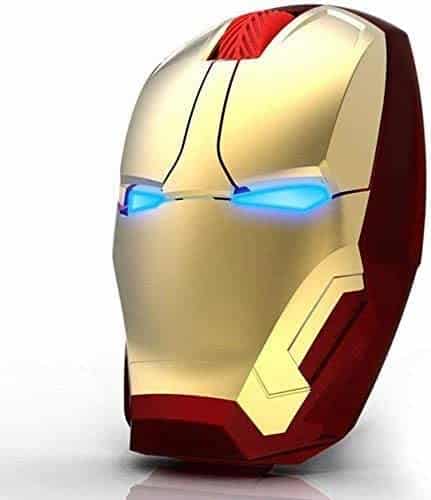 Iron Man Mouse, 2.4G Noiseless Wireless Mouse with USB Receiver Portable Computer Mice for PC, Tablet, Laptop, Notebook – Gold