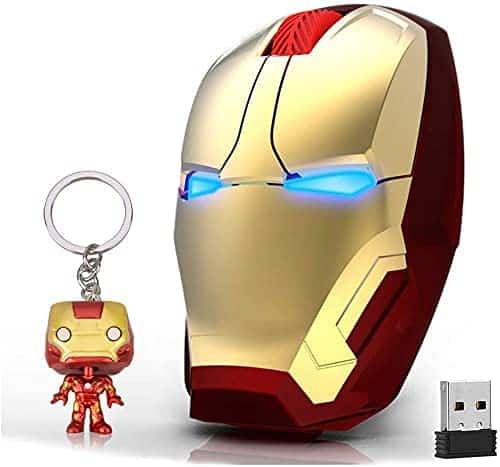 Iron Man Wireless Mouse 2.4G Full Size Wireless Optical Mice with Nano USB Receiver, 3 Adjustable DPI Levels, 3 Buttons for Notebook, PC, Laptop, Computer, MacBook (Gold)