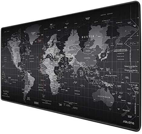 JIALONG Gaming Mouse Pad Large Size 35.4 X 15.7X 0.12inches Desk Mousepad with Personalized Design for Gaming and Office – Black World Map