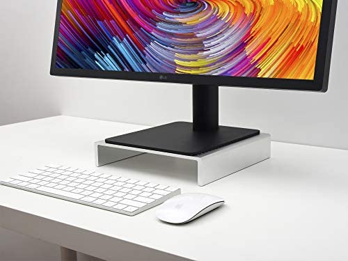 JOKItech Computer Monitor Screen Stand Riser Compatible with New Apple iMac Pro, Samsung, Dell, LG Ultrafine, HP, Asus and Dell Alienware Patent Pending- Silver