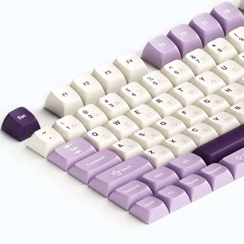 Japanese Keycaps – Ocean Custom Keycaps, for GH60/RK61/GK64/66/ALT61/87/104 Mechanical Keyboards, Ergonomic MDA Profile, Thick Keyboard Keycaps with Key Puller (Purple)