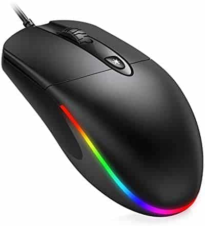 Jelly Office USB Wired Mouse,RGB Optical Silent Computer Mouse,1600 DPI Office and Home Mice,for Windows PC, Laptop, Desktop, Notebook (Black)