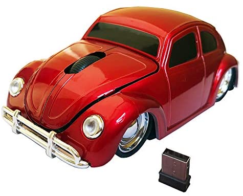 Jinfili 2.4G Wireless Car Mouse 1967’s VW Beetle Classical Shaped Car Computer Mouse Ergonomic Gaming Mice for Desktop Laptop PC Window 10
