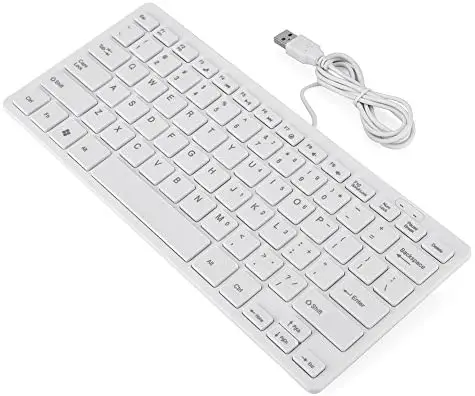 Junluck Wired Gaming Keyboard Ultra-Slim USB Wired Keyboard Mini Ergonomic Computer Keyboard with 78 Keys for Windows/Desktop/Laptop/PC, Plug and Play & Waterproof(White)