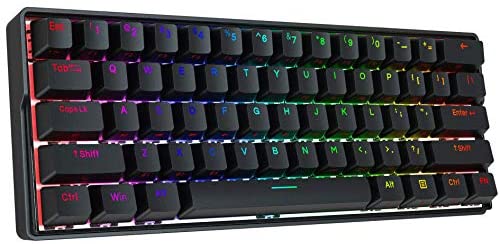 KEMOVE Shadow Wired/Wireless 60% Mechanical Gaming Keyboard,Hot Swappable Keyboard RGB Backlit PBT Keycaps Full Keys Programmable – 3000mAh Battery(Gateron Brown Switch)