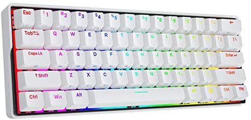 KEMOVE Snowfox Wired/Wireless 60% Mechanical Gaming Keyboard, Hot Swappable Keyboard True RGB Backlit PBT Keycaps Full Keys Programmable – NKRO- 3000mAh Battery (Gateron Brown Switch)