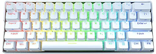 KEMOVE Snowfox Wired/Wireless 60% Mechanical Gaming Keyboard,Hot Swappable Keyboard RGB Backlit PBT Keycaps Full Keys Programmable – 3000mAh Battery (Gateron Red Switch)