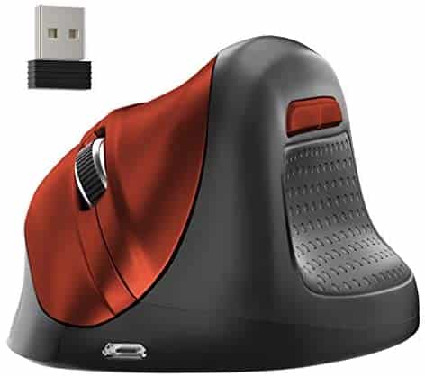 KINGTOP Vertical Mouse Ergonomic Optical Wireless Mouse Rechargeable for Notebook, PC, Laptop, Computer, Desktop, 6 Adjustable DPI Levels 6 Buttons Reduce Hand/Wrist Pain